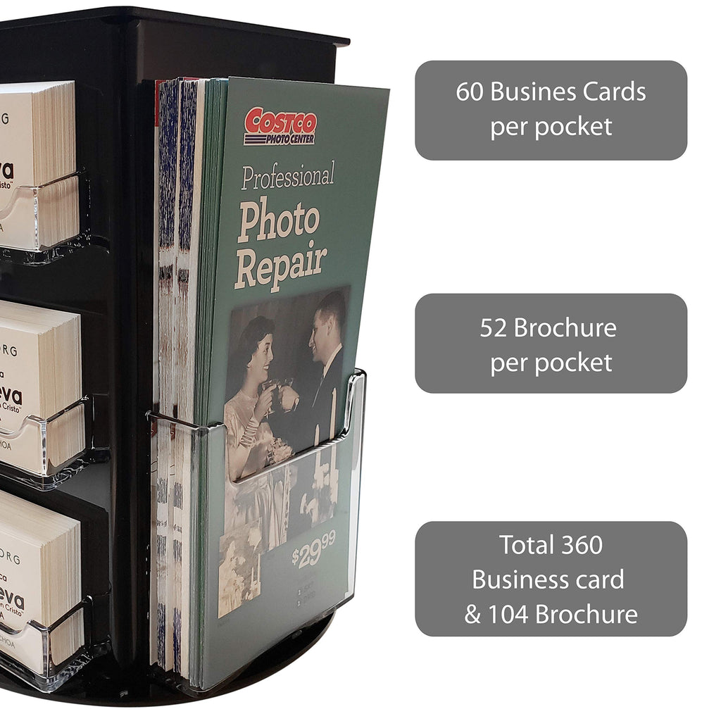 Clear Choice Deluxe Rotating Business Card, Brochure Combo Display