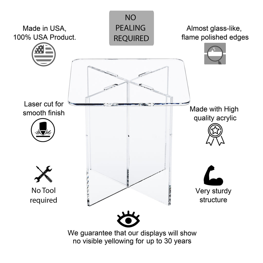 Clear Choice Square Base Acrylic Disassemble Stand Display